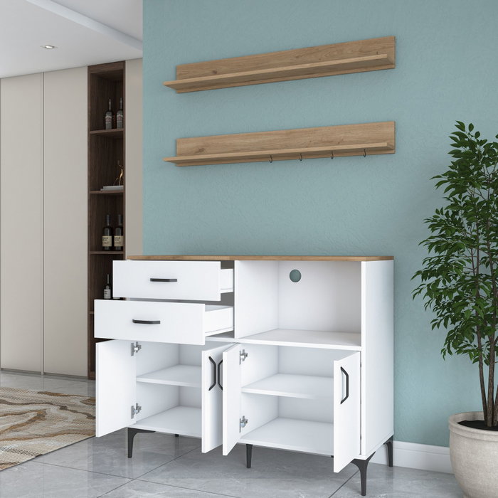 Hanah Home Armario Multiusos Blanco y Nogal